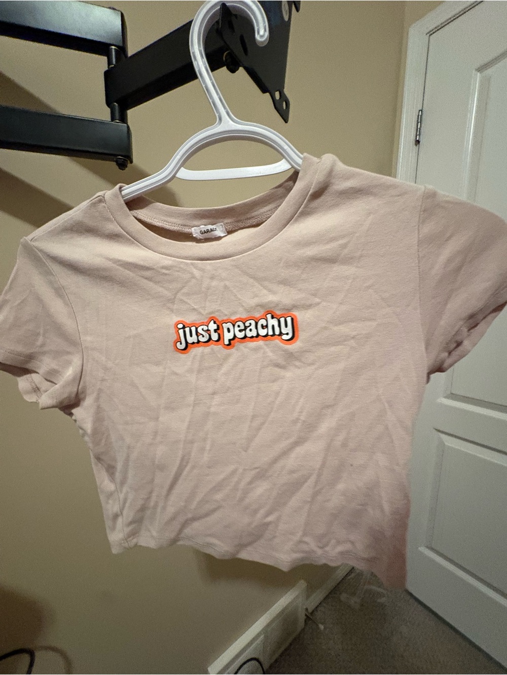 Garage Light Pink 'Just Peachy' Crop Tee with Orange Accent